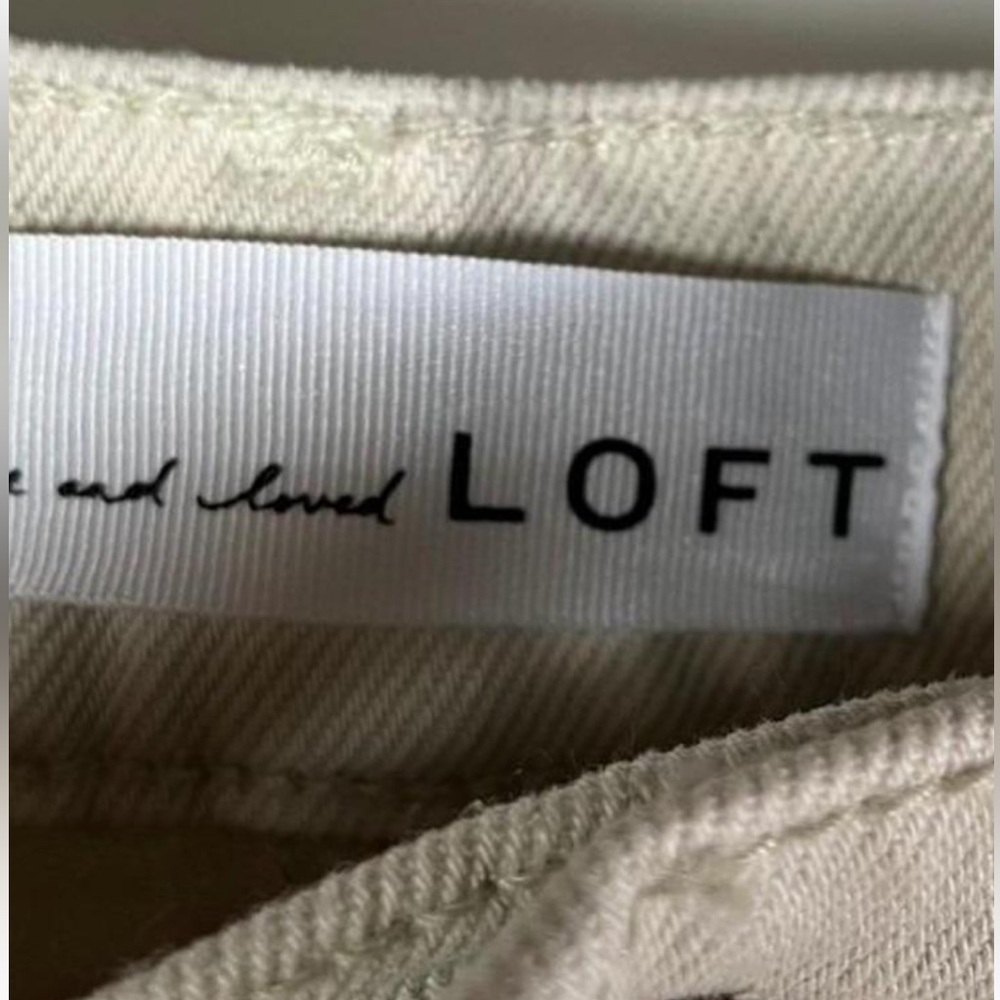 LOFT  High Waist Straight Crop Jeans Beige /Sand Size 28/6 NWT Raw Hem - Picture 14 of 16